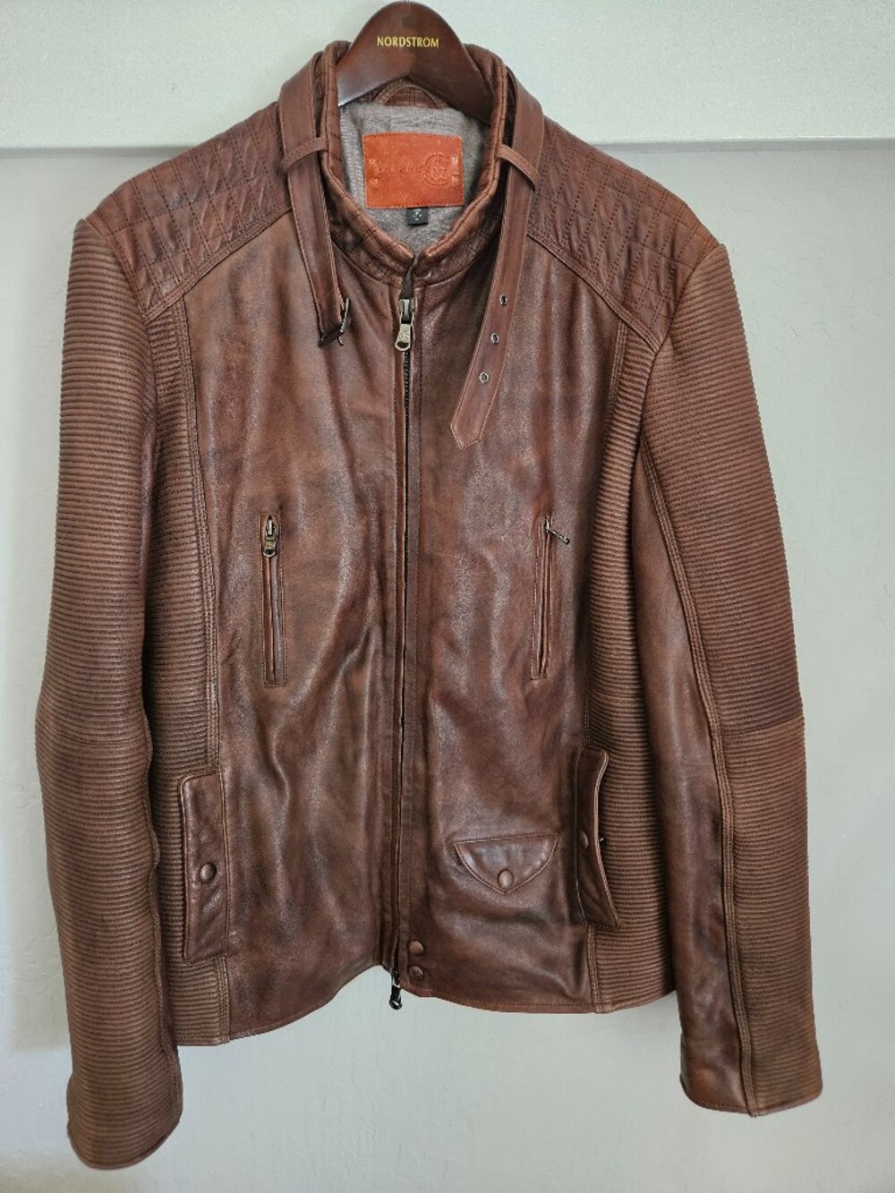 Comstock & Co brown leather jacket, Mens size 46